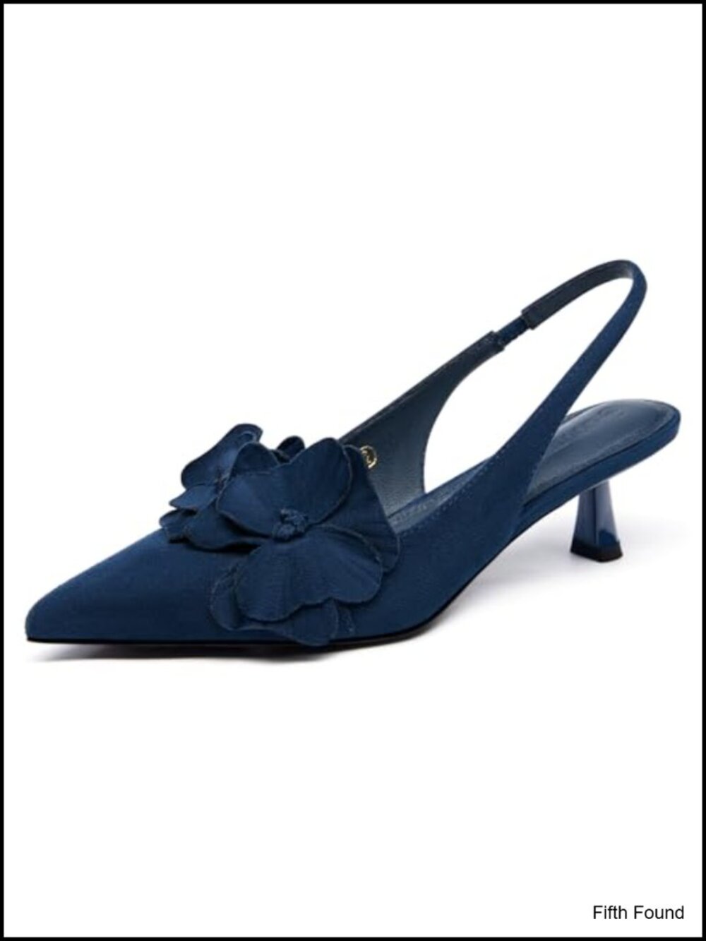 Coutgo Slingback Kitten Heels Floral Closed Pointed Toe Pump Sandals